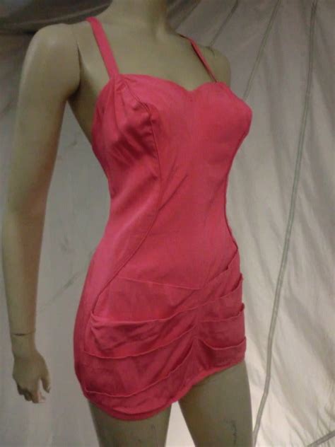 1950s Catalina Pink One Piece Pin Up Style Bathing Suit