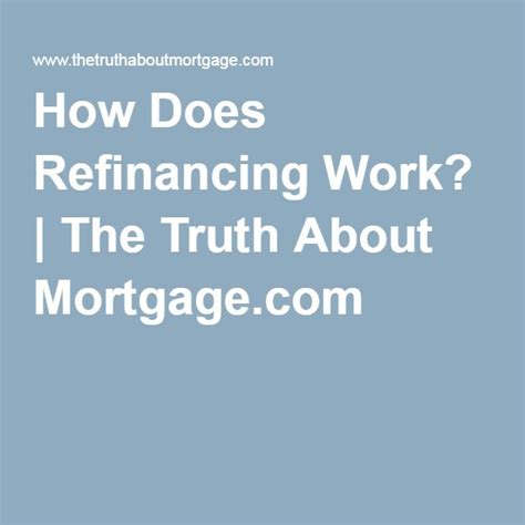 You may have many questions about what mortgage insurance is and how it works. How Does Refinancing Work? | Mortgage tips, Mortgage loans, Mortgage
