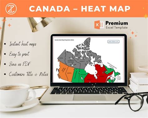 Canada Heat Map Excel Template Etsy In 2022 Excel Templates Heat
