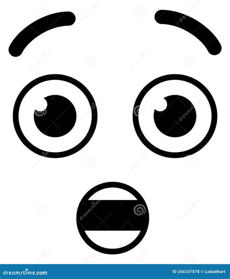 Hushed Face Shocked Expression In Comic Doodle Style Stock Vector