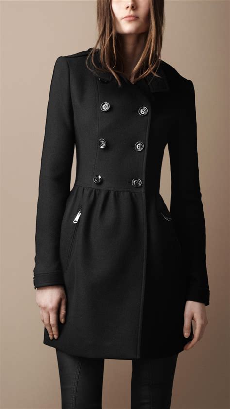 Lyst Burberry Brit Wool Twill Dress Coat In Black