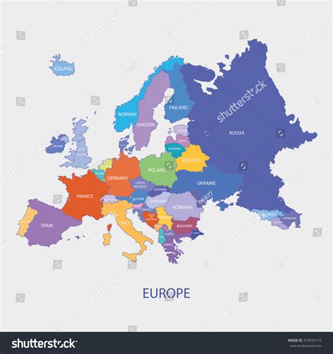 Europa Mapa Com Fronteiras E Nome Vetor Stock Livre De Direitos
