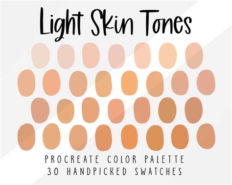 Light Skin Tones Color Palette For Procreate Portrait Color Etsy Skin