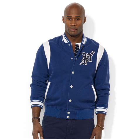 Ralph Lauren Polo Big And Tall Fleece Varsity Jacket In Blue For Men