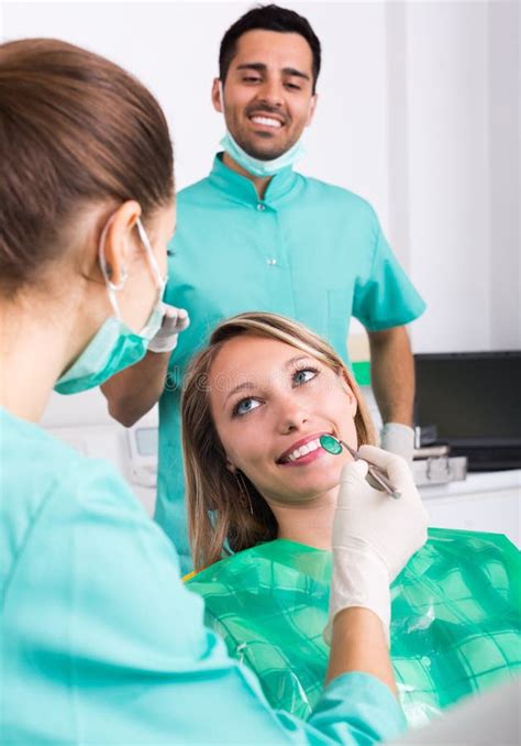 Happy Patient At Dental Clinic Stock Photo Image 70189058