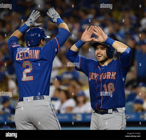 New York Mets Travis Dartaud Celebrates With Teammate Gavin Cecchini