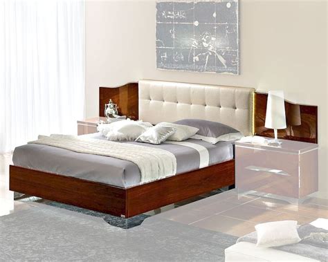 Modern Bed In Dark Cherry Finish Made In Italy 33b32
