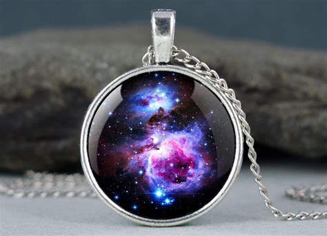 Galaxy Necklace Orion Nebula Pendant Space Universe Necklace Etsy