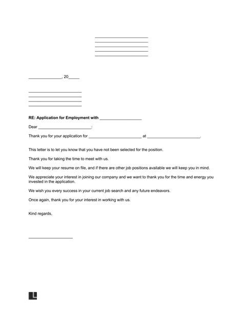 Free Employment Rejection Letter Pdf Template And Examples