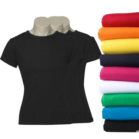3xwomens Plain Ladies T Shirt 100 Cotton Basic Tee Casual Top Size 6 24 Bulk