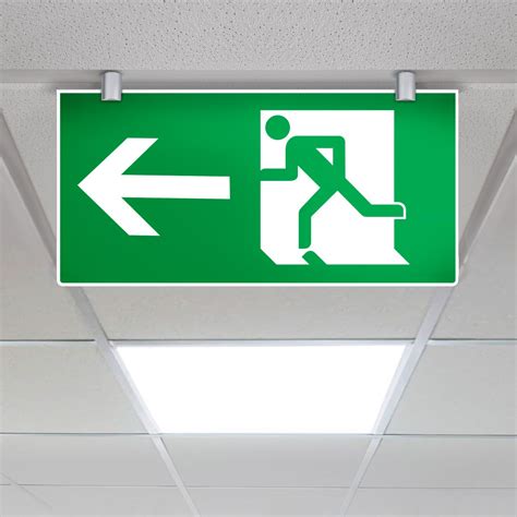 Fire Exit Sign Ceiling Suspended Bs Iso 7010 Signbox