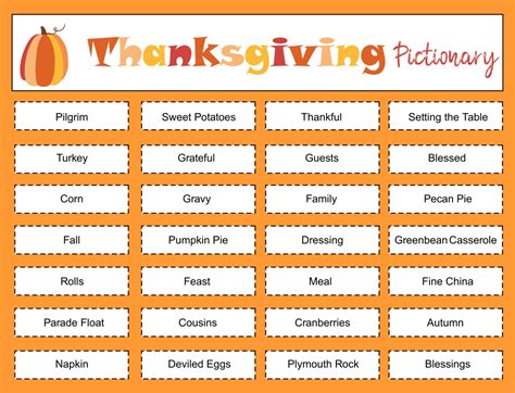 Thanksgiving Pictionary Free Printable Printable Word Searches