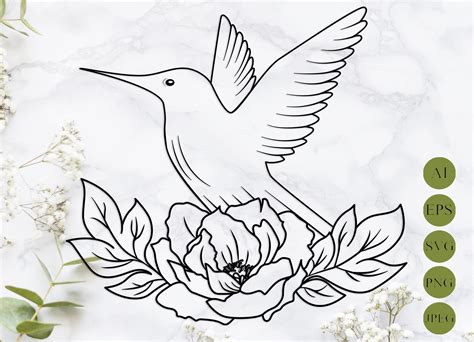Hummingbirds And Flowers Svg Roses Svg Bird Silhouette Etsy