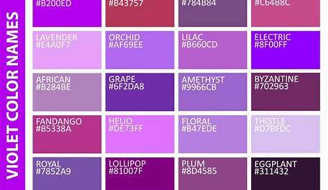 purple color chart with names