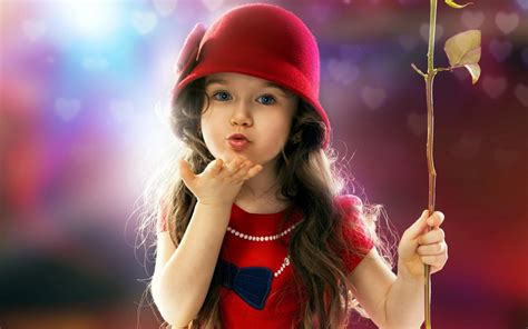 Little Girl Blowing A Kiss Hd Cute 4k Wallpapers Images Backgrounds
