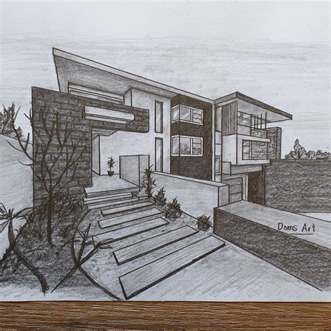 Modern House In 2 Point Perspective By Doms Art Architektur