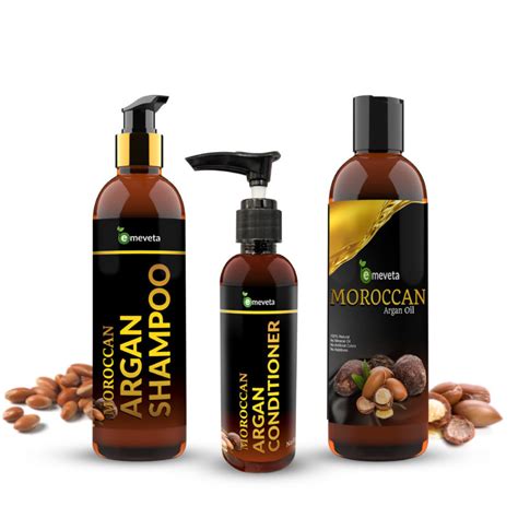 Argan oil organic, virgin, 100% pure, cold pressed argon oil serum for hair stimulate growth for dry and damaged hair. Moroccan Argan Hair Care Kit (Shampoo, Conditioner & Oil ...