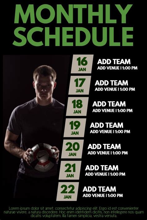 20 Team Schedule Template