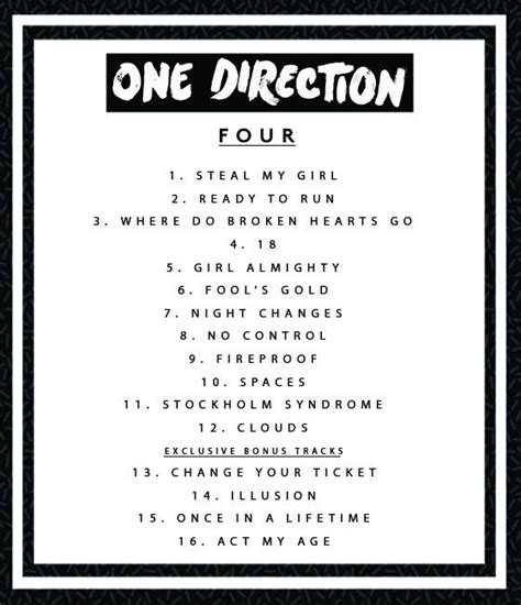 Heres One Directions Four Track List From The Band Themselves Four