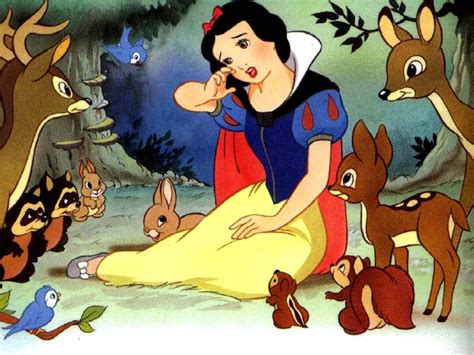Download Snow White And The Seven Dwarfs With Forest Animals Wallpaper