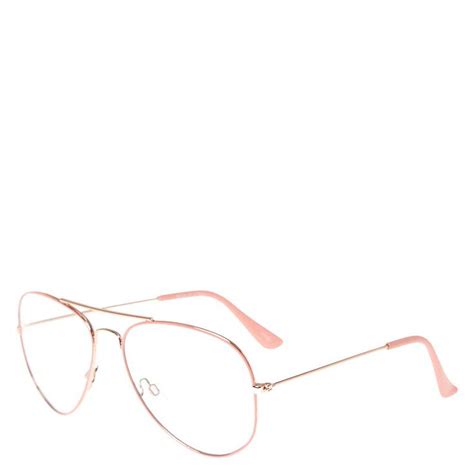 Blush Aviator Clear Fake Glasses Claires Us