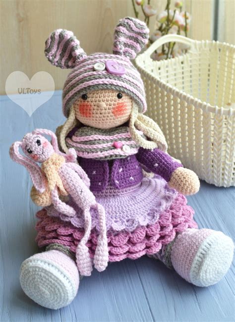 Crochet Tilda Doll Alina In Bunny Hat Amigurumi Girl With Etsy Patron Muñeca Amigurumi