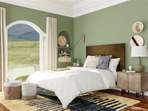 Bedroom With Olive Green Walls Suggestive Proposals Interior
