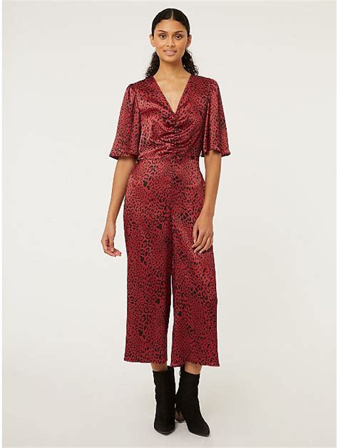 Red Leopard Print Ruched Front Jumpsuit Women George At Asda