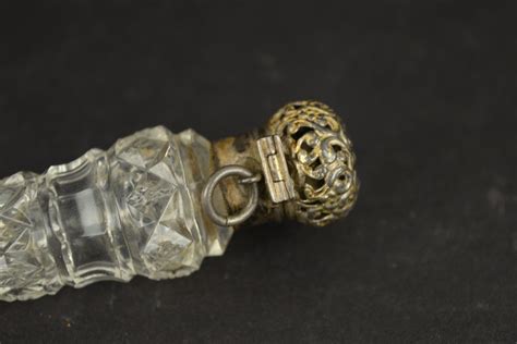 Antique Unger Brothers Sterling Silver And Crystal Perfume Chatelaine Bottle