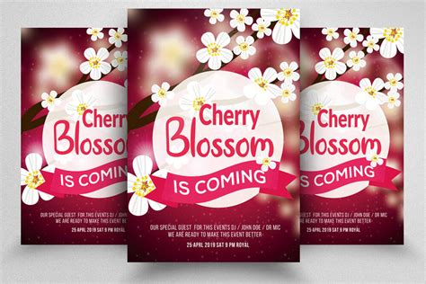 Cherry Blossom Flyer Template By Designhub Thehungryjpeg