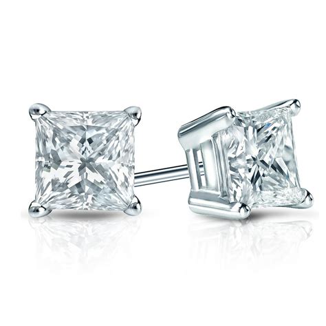 Princess Cut Diamond Stud Earrings 1 48ct TCW