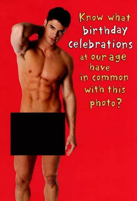 Funny Happy Birthday Celebrations With A Hunk Sexy Guy Hallmark Greeting Card 399 Picclick