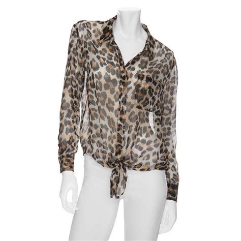 Equipment Daddy Tie Front Leopard Print Blouse In Animal