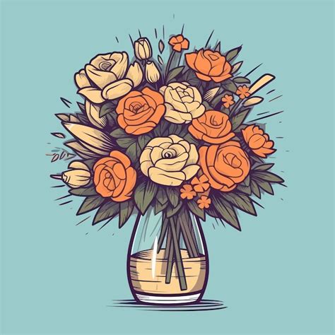 Premium Vector Beautiful Flower Bouquet Vector Illustration Of