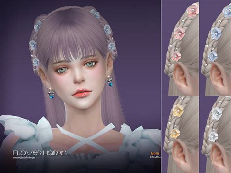 The Sims Resource Hair N49 Flower Hairpin By S Club