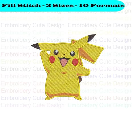 Pikachu Pokemon 7 Embroidery Design 3 Sizes 10 Formats Etsy