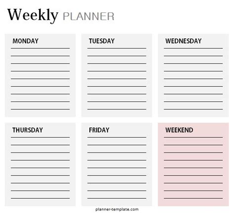 Printable Weekly Planner Template Schedule For Ms Word Excel In 2020
