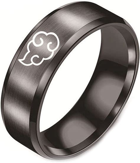Hmooy Naruto Ring Silverblack Akatsuki Rings Polished Naruto Konoha
