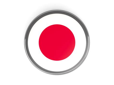 Metal Framed Round Button Illustration Of Flag Of Japan