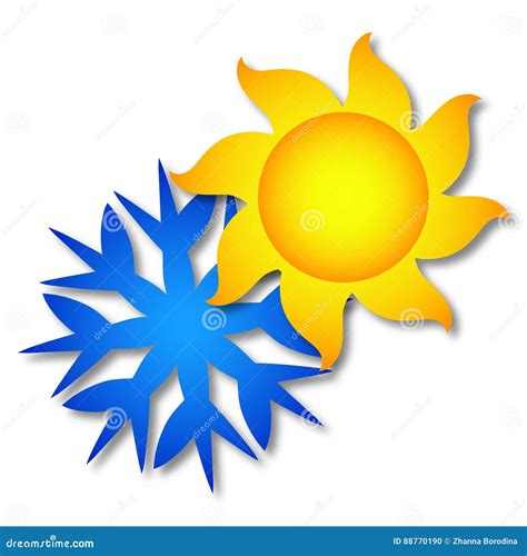 Sun And Snowflake Symbol Stock Vector Illustration Of Condition 88770190
