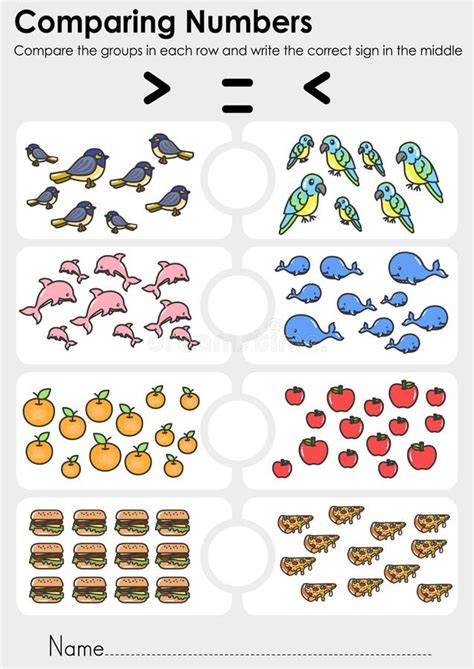 Comparing Numbers Less Than Greater Than Equal To Worksheets For