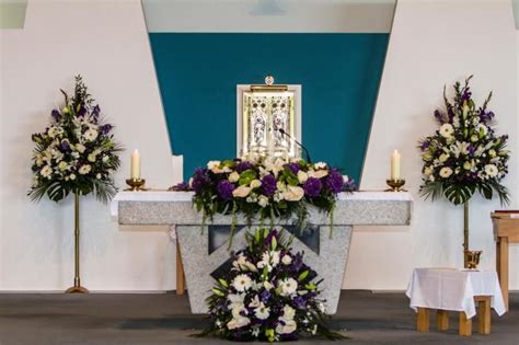 Pop of color pom pom bouquet. Church Wedding Decorations - Altar Flowers Spray