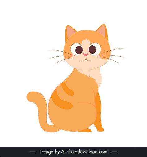 Cute Cat Icon Flat Classic Design Handdrawn Cartoon Sketch Vectors