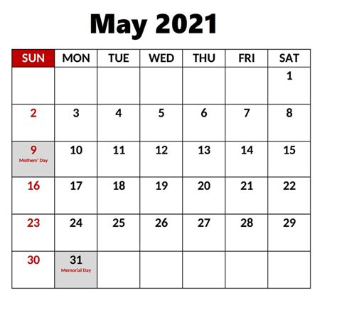 2021 Calendar With Us Holidays Calendar Template Printable