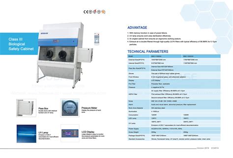 The cabinet has a transfer chamber that allows for sterilizing materials before they leave the glove box. Class III Biosafety Cabinet, Model BSC-1100IIIX - Yohmai ...