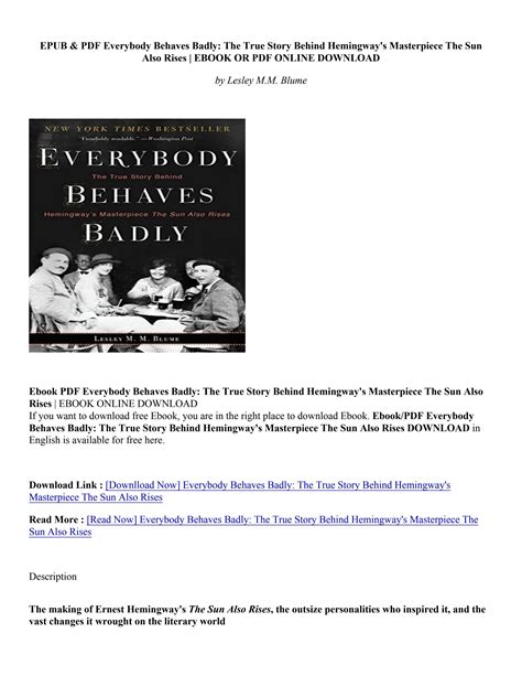 Download Pdfepub Everybody Behaves Badly The True Story Behind