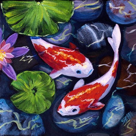 How To Paint Koi In Pond Step By Step Free Video Lesson Acrylic April
