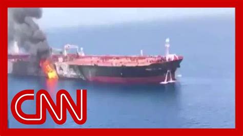 Tanker On Fire After Attack In Gulf Of Oman Youtube