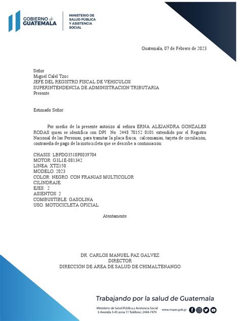 Carta Autorizacion Gestor Tributario Pdf Vehículos Tecnologías