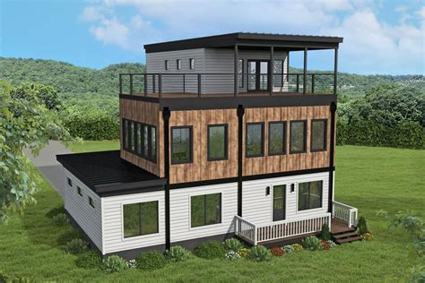 3 Story Modern Home Plan With Rooftop Deck 68858vr Architectural